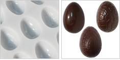 カカオバリー / チョコレートモールド「ウッフ（卵型3種×4取（半球）、5.5cm）」（No59）