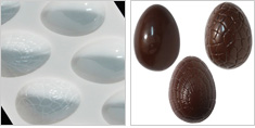 カカオバリー / チョコレートモールド「ウッフパーク(卵型1種×4取（半球）・2種×2取（半球）、7.5cm）」（No13）