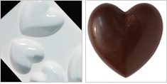 カカオバリー / チョコレートモールド「ボンボニエール（ハート)（8cm・10cm）」表面・裏面×大小各1取（No30）